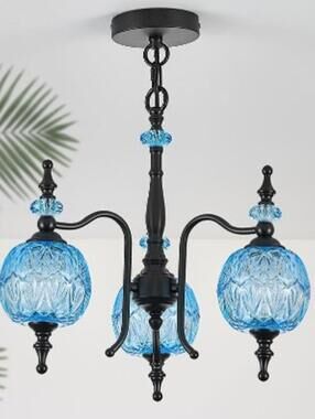 Vintage Blue 3-Light Chandelier